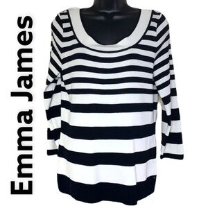 Emma Jemes black/white striped knitted sweater size M